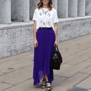 Club Monaco Royal Purple Pleated Maxi Skirt